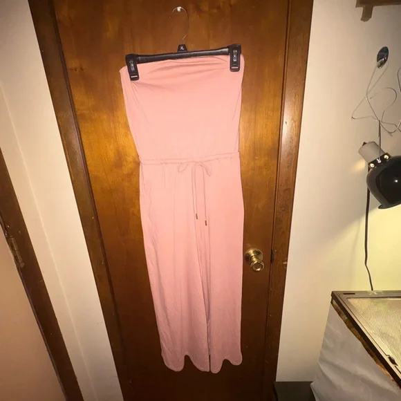 NWT Elegant L*Space By Monica Wise Pink Strapless Wide-Leg Jumpsuit Size Medium